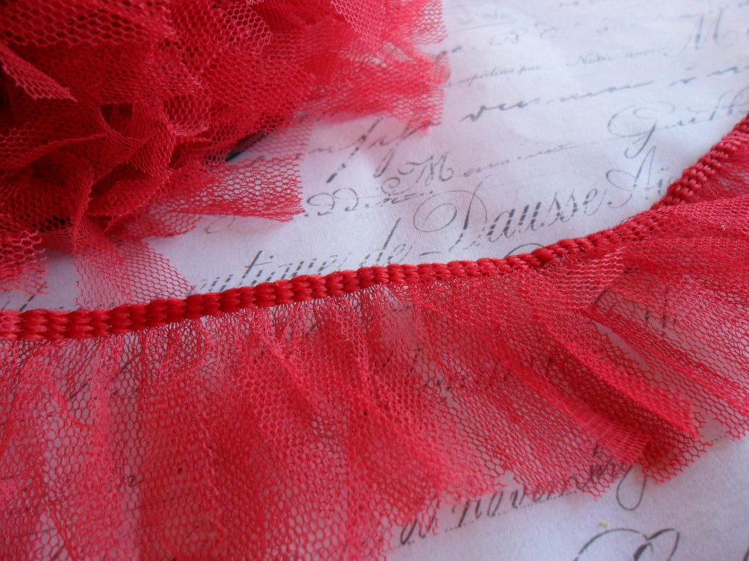 Juicy Watermelon Red Tutu Tulle Ruffle Fringe 1.5 inches wide