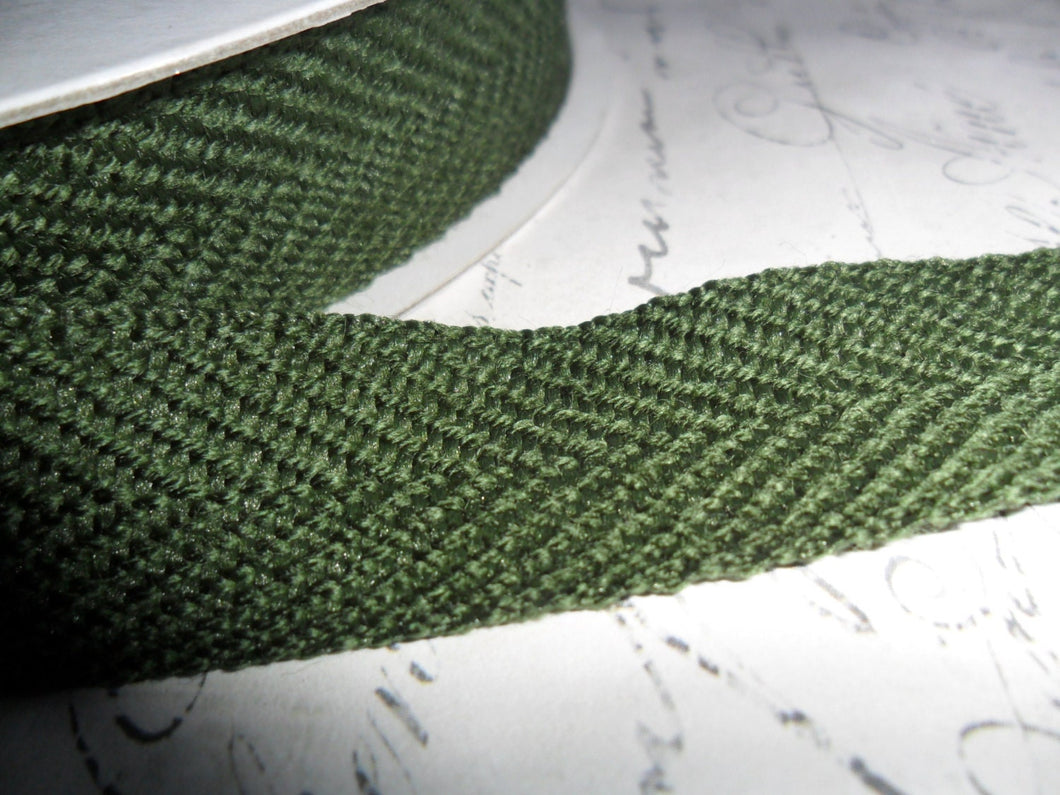 Nubby Olive Sweater Twill Tape approx 3/4 inch wide
