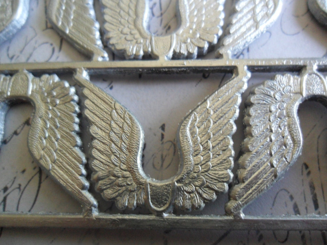 8 Silver Foil German Dresden Scrap Angel Wings