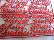 Load image into Gallery viewer, 4 Metallic Red Foil Embossed German Dresden Scrap Merry Christmas
