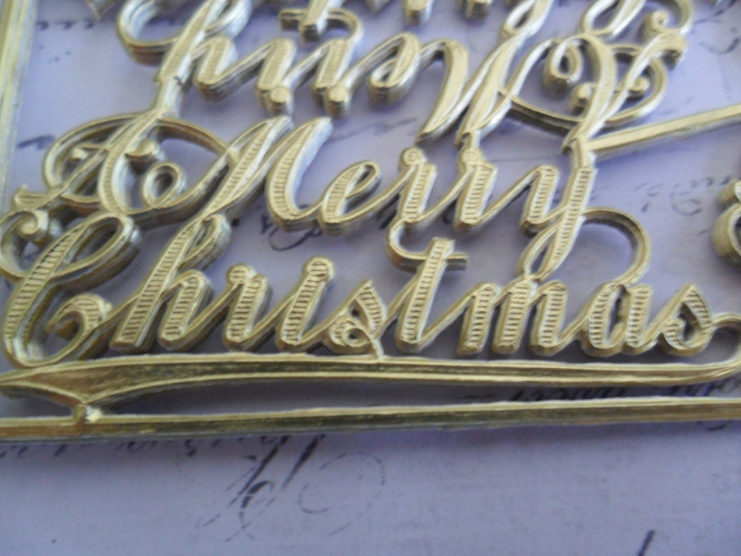 Metallic Gold Foil Embossed German Dresden Scrap Merry Christmas