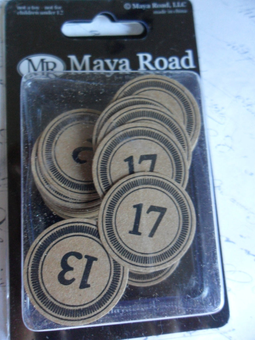 Maya Road Black on Kraft Typography Numbers 62  pieces