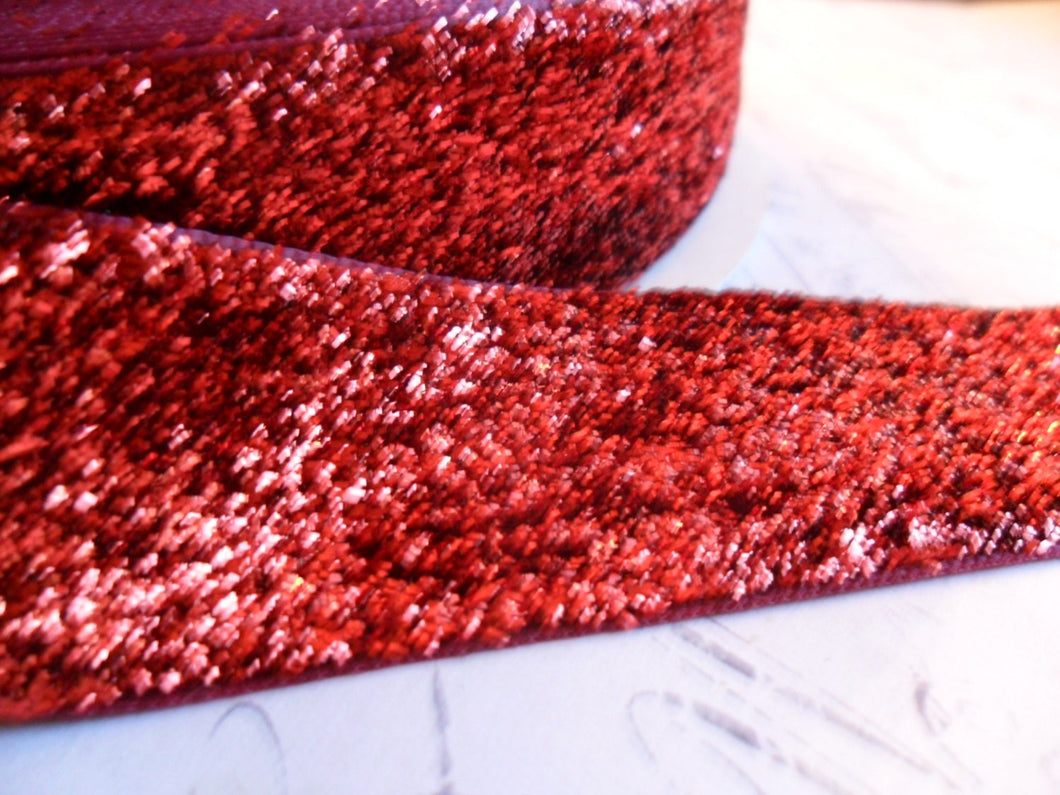 One Inch Wide Ruby Slippers Metallic Velvet Ribbon