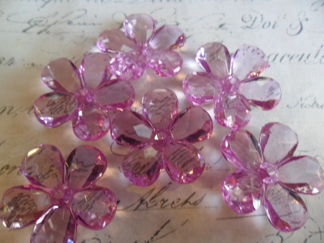6 pc Translucent Lilac Acrylic Faceted Jewel Flowers
