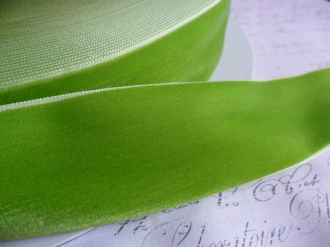 Apple Green  Velvet Ribbon 1.5 inches wide