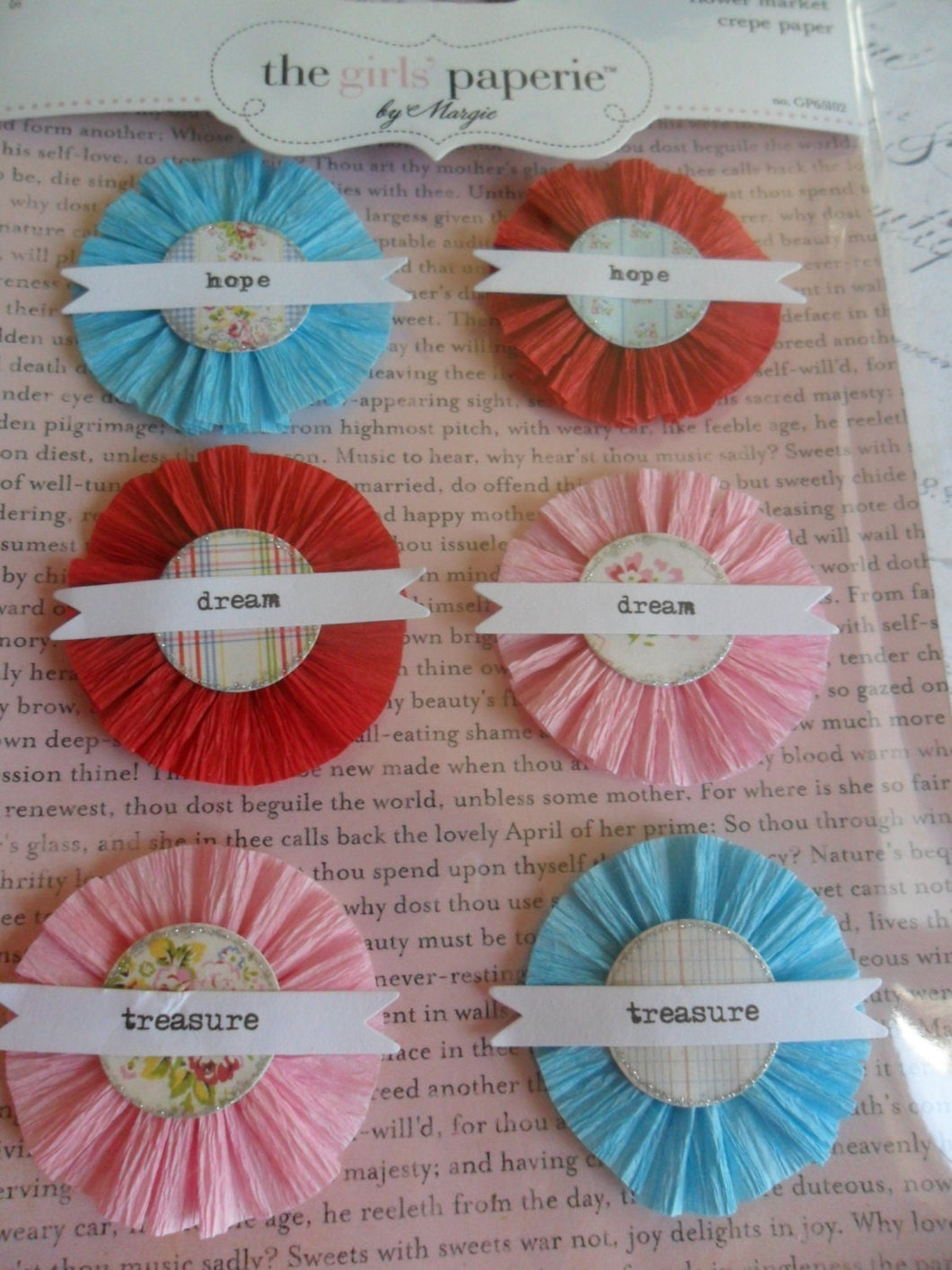 The Girls Paperie Kitch Flower Market Crepe Paper Rosettes set of 6