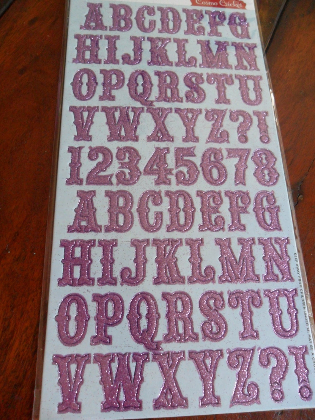 Cosmo Cricket Ready Set Chip Lavender Bling Alphabet 64 pieces