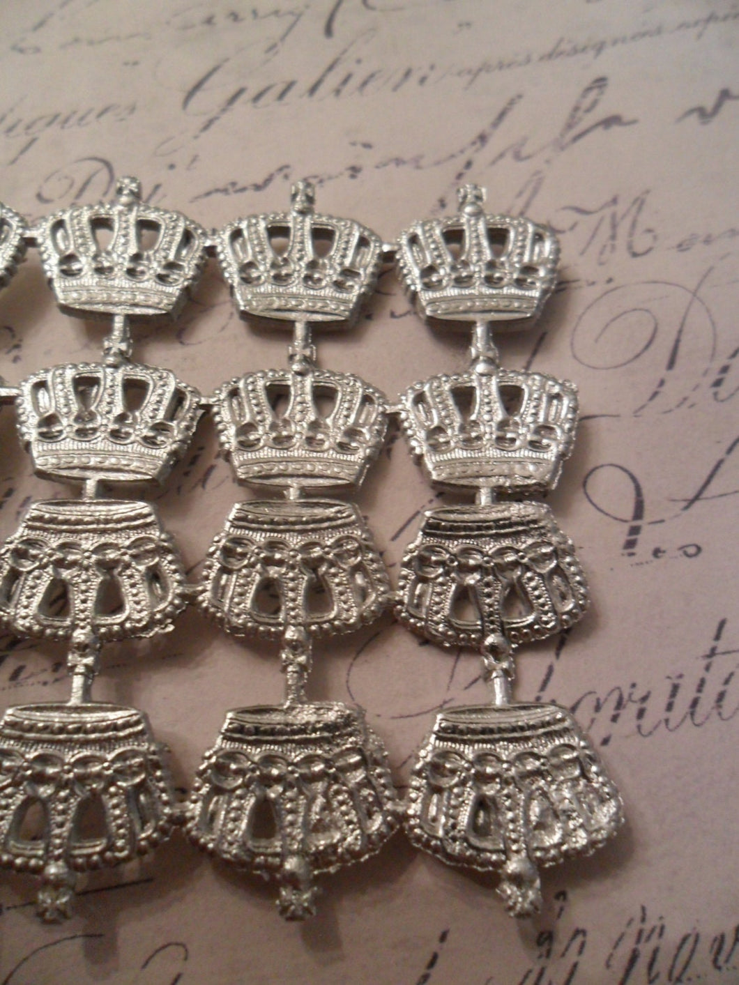 Tiny 1/2 inch Silver Foil German Dresden Scrap Crowns