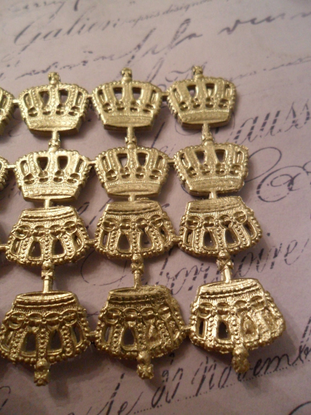 Tiny 1/2 inch Gold Foil German Dresden Scrap Crowns
