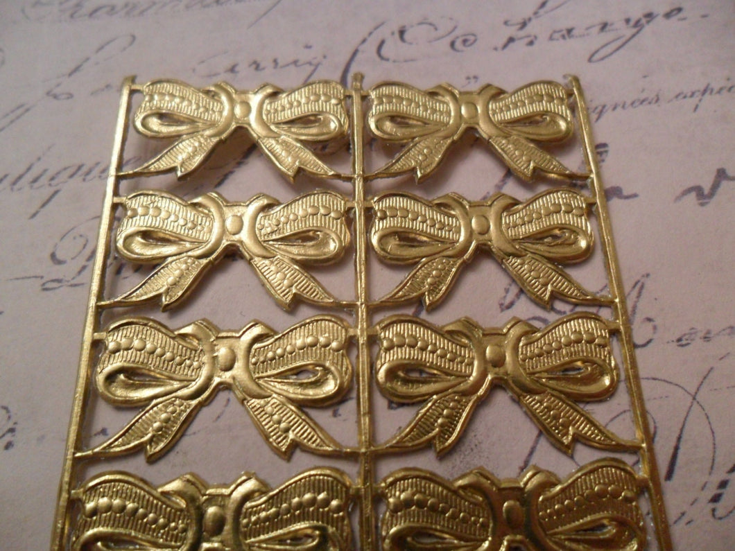 Gold Foil German Dresden Scrap Bows set of 10 approx 1.25 inches long