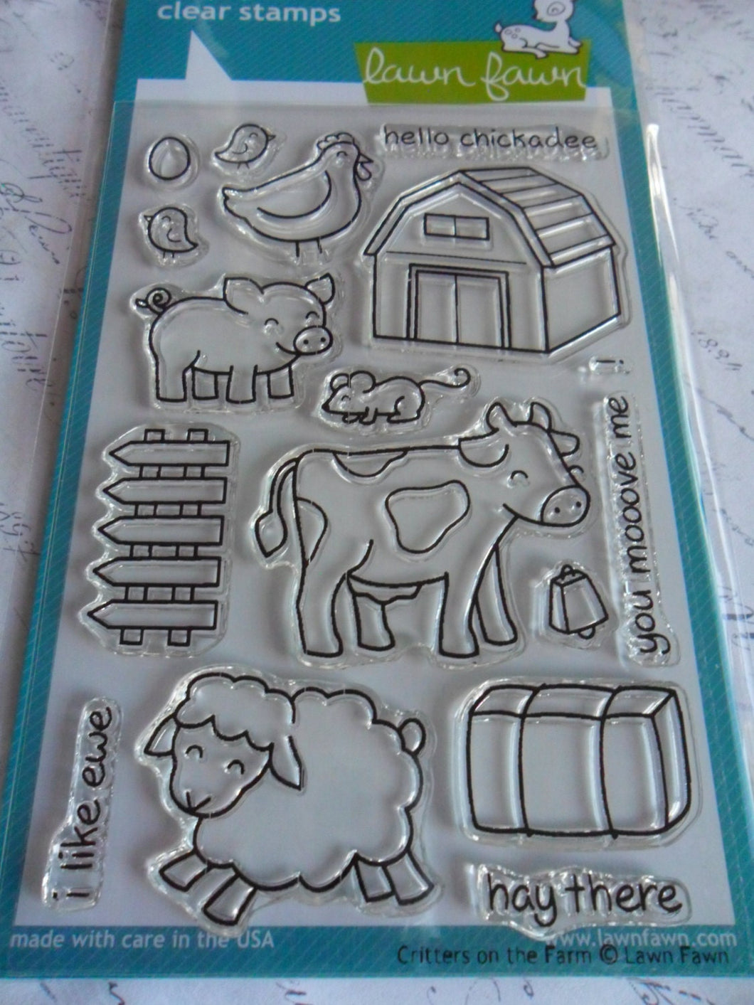 Lawn Fawn Clear Photopolymer Rubber Stamp set- Critters on the Farm