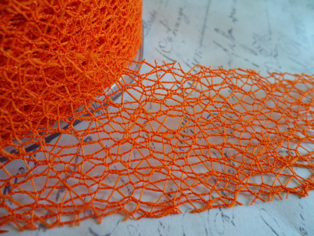 1 1/2 Inch Mesh Web Ribbon in Orange