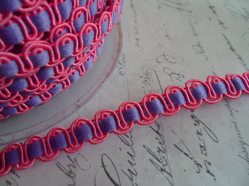 Pink and Purple Woven Gimp Wave Braid Trim approx 3/8 inch wide