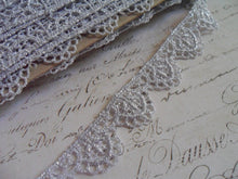 Load image into Gallery viewer, Metallic Silver Venise Lace Trim, approx 3/4 inch wide
