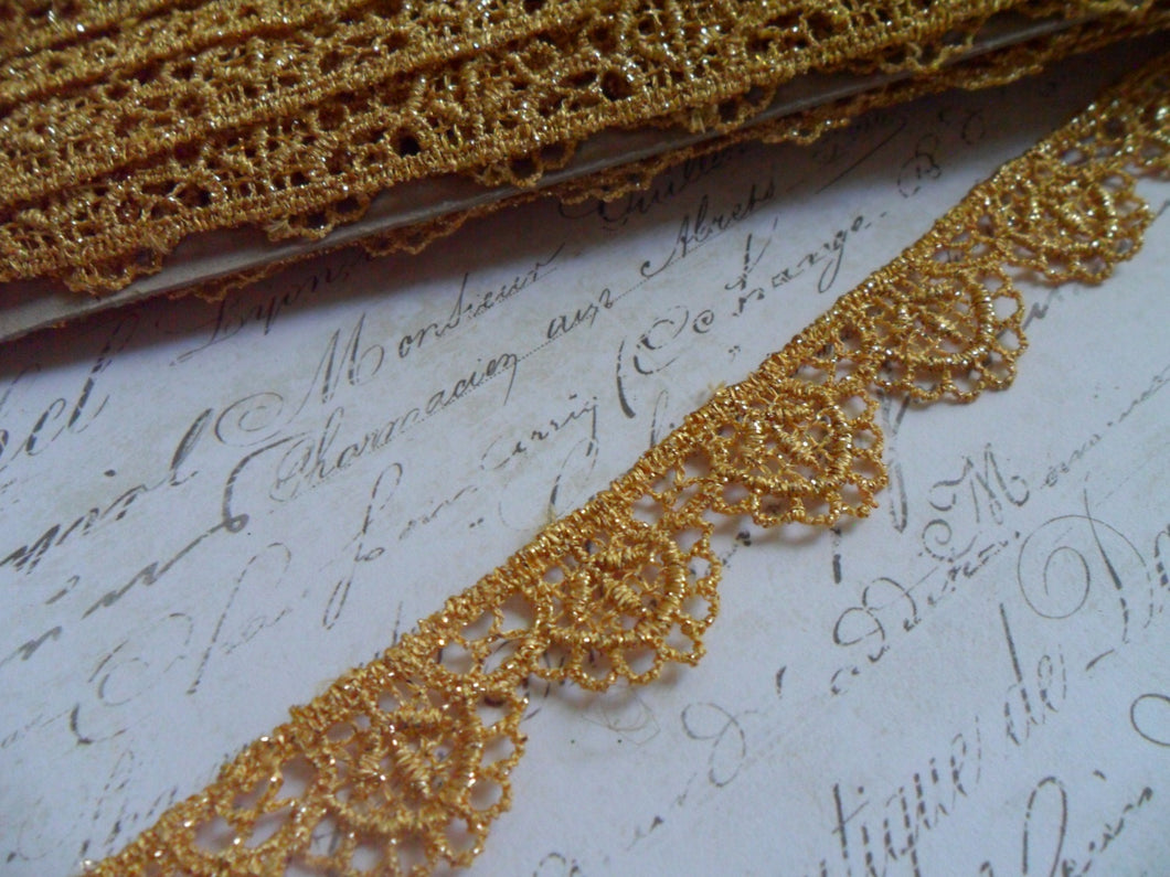 Metallic Gold Venise Lace Trim, approx 1/2 inch wide