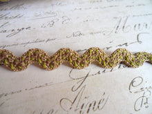 Load image into Gallery viewer, Craft Brown Ric Rac with Green Trailing Vine Trim, approx 1/2&quot; wide
