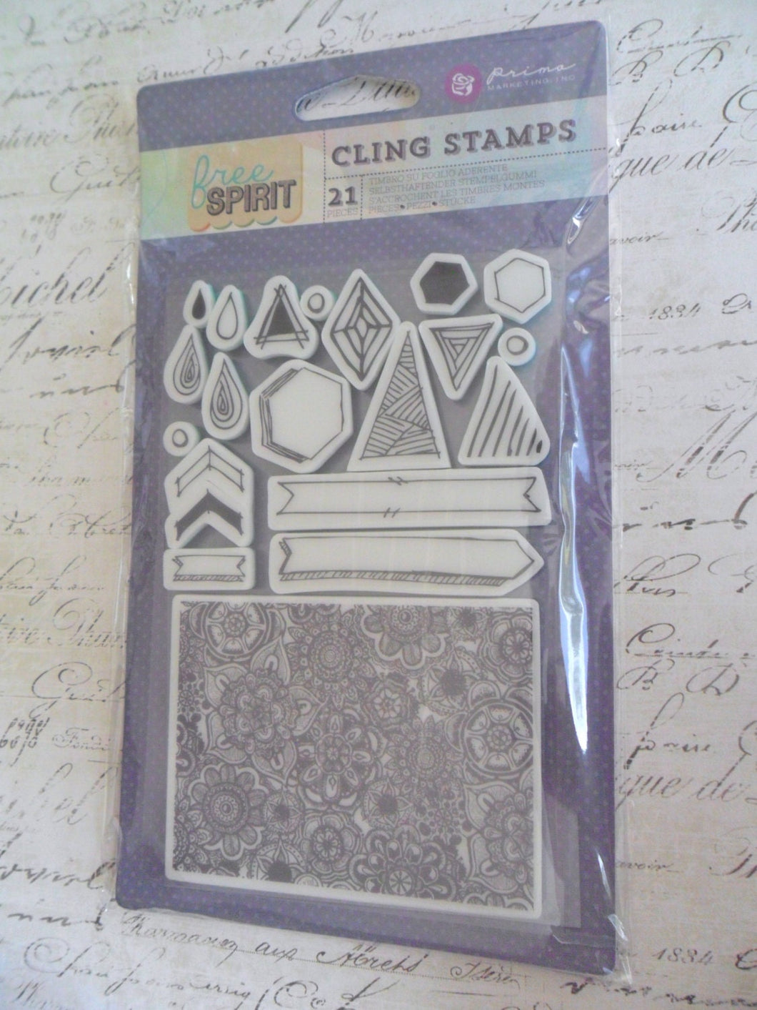 Prima Stamps: Free Spirit Collection Rubber Cling Stamp - Mosaic & Geometric Shapes