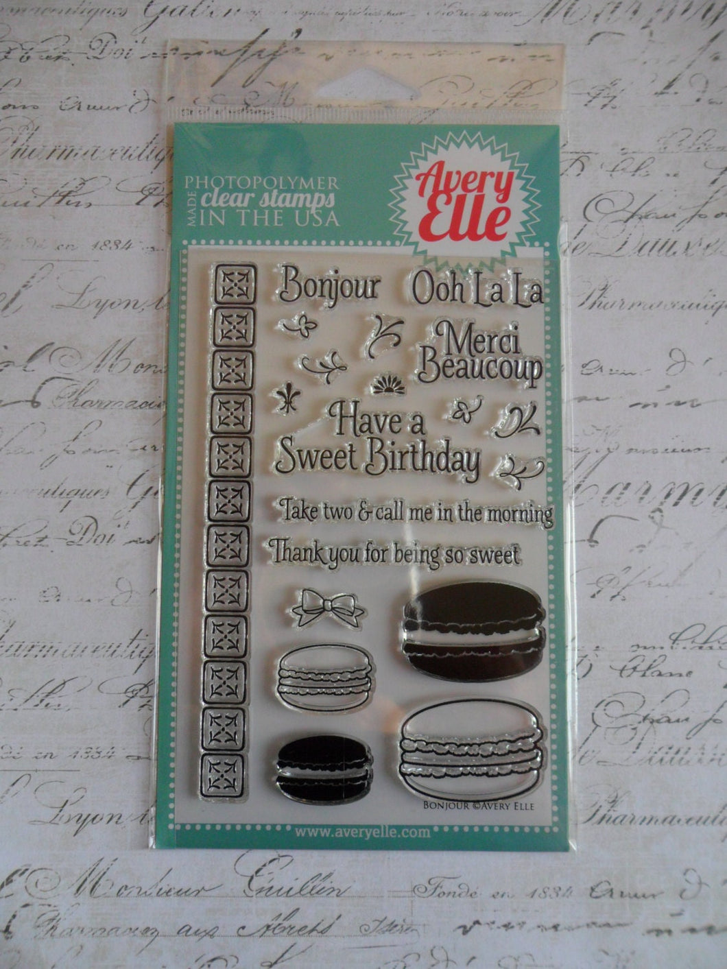 Avery Elle Clear Photopolymer Rubber Stamp Set - Bonjour