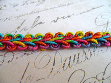 Load image into Gallery viewer, Beautiful Bright Multi Colored  Woven Gimp Braid, approx 3/8 wide
