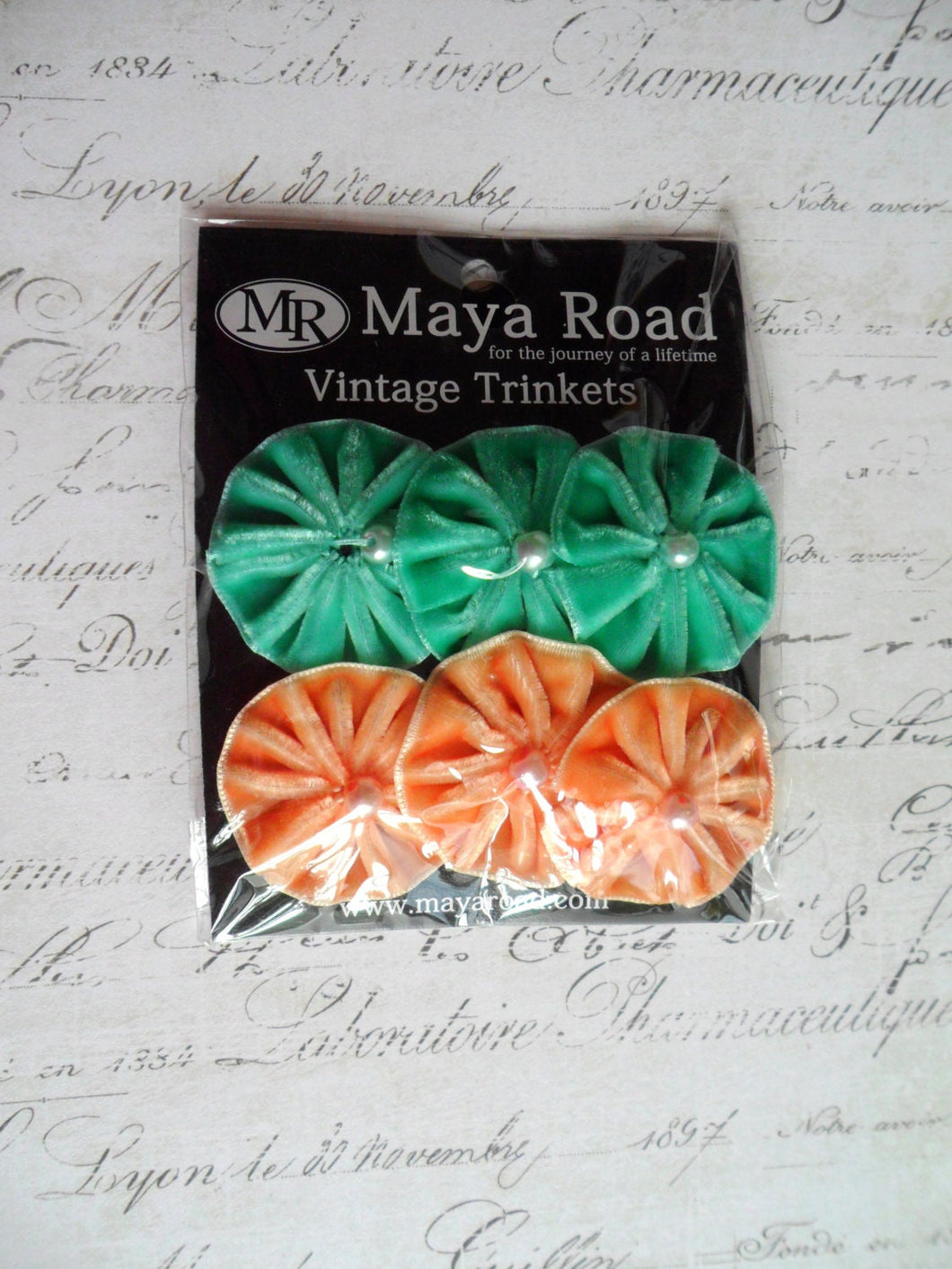 Maya Road Vintage Trinkets Collection: Velvet Pleats in Coral and Sea Green