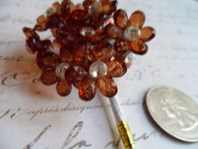 Load image into Gallery viewer, Root Beer Brown Acrylic Faceted Wired Flowers with Rhinestone Centers 12 Piece Set
