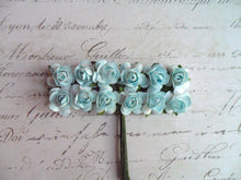 Load image into Gallery viewer, Vintage Style Soft Blue Paper Roses Wired, Set of 12
