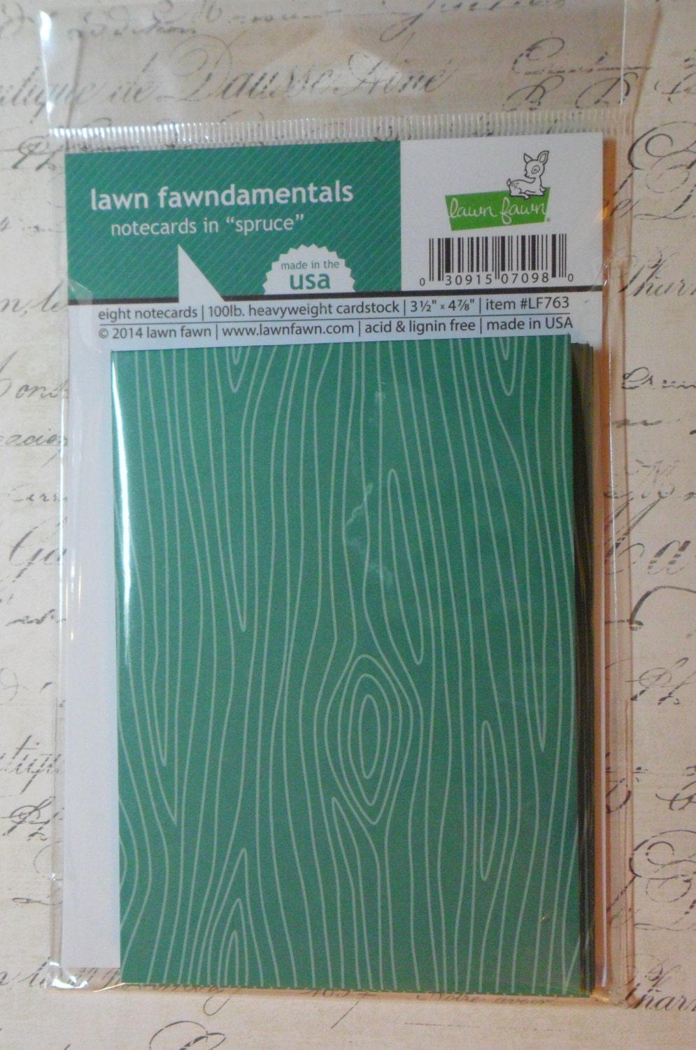 Lawn Fawn: Fawndamentals Notecards in Spruce - 8 Card Set - Approx 3.5 x 4.75 inches