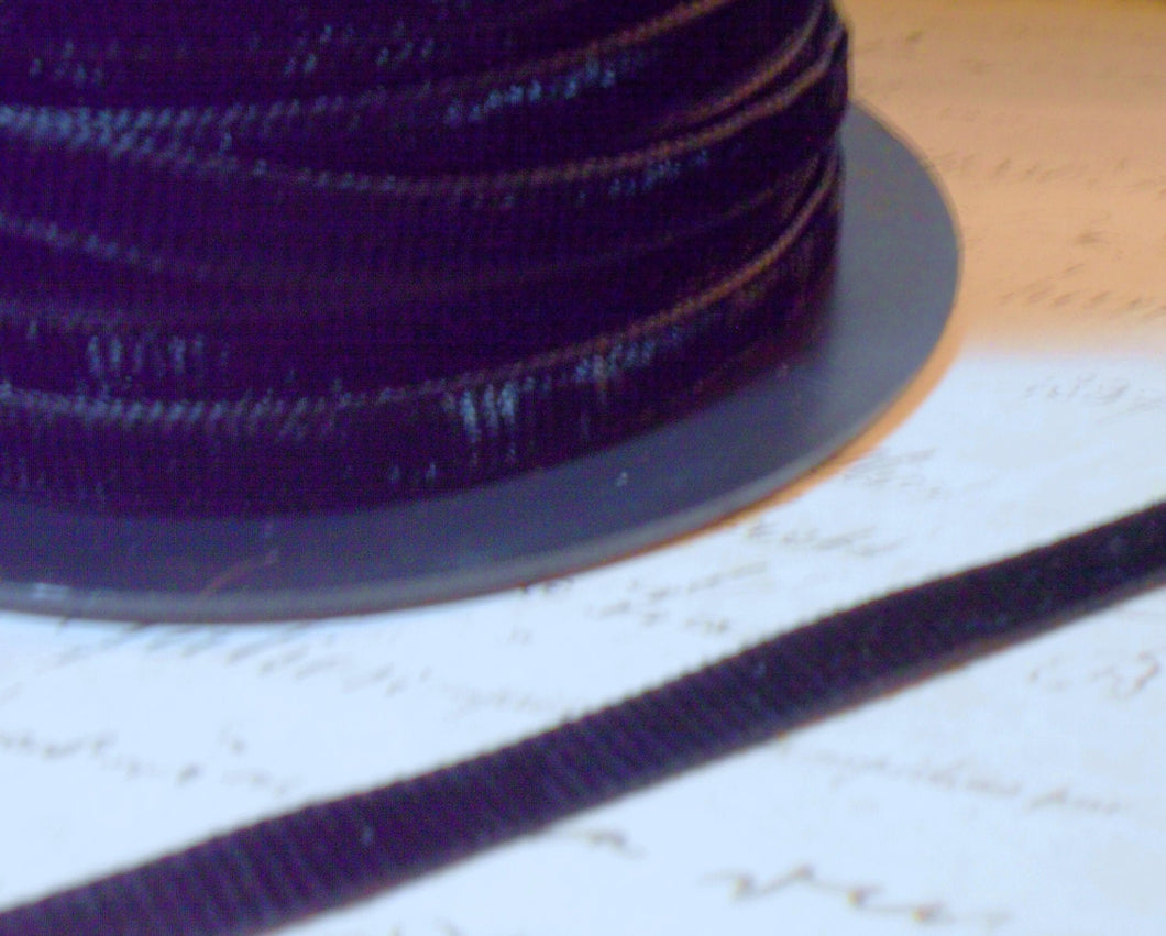 Black Corduroy Velvet  Ribbon Approx 3/8 inch wide