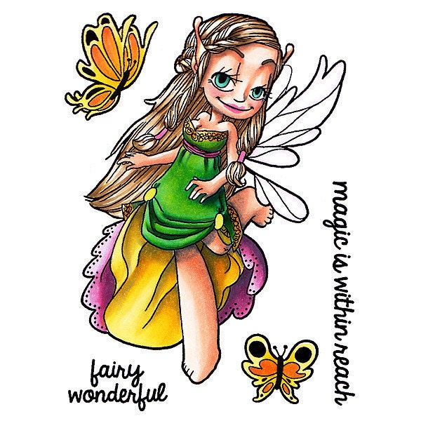 Some Odd Girl Clear Photopolymer Rubber Stamp set- Flutter by Fairy
